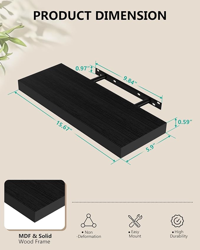 WALI Floating Shelves for Wall, 3 Tier Bathroom Storage Shelf Over Toilet