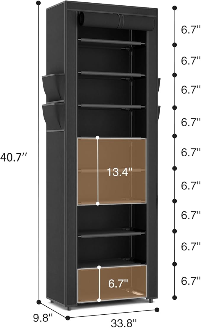 LANTEFUL Narrow Shoe Rack with Cover 10 Tier Tall Shoe Rack Organizer Large