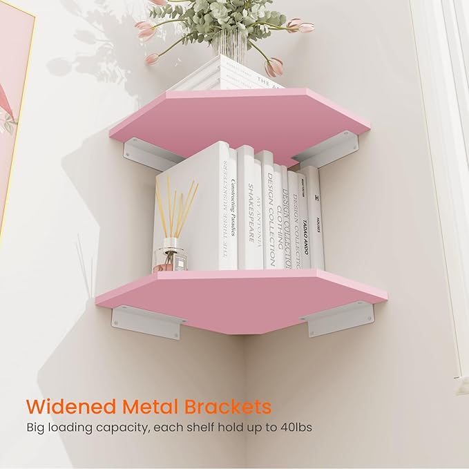 Homode Corner Shelf Wall Mount, Wood Hanging Storage Shelving