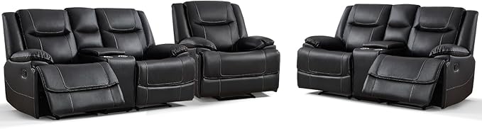 ANJ Premium Genuine Manual Reclining Sofa Set