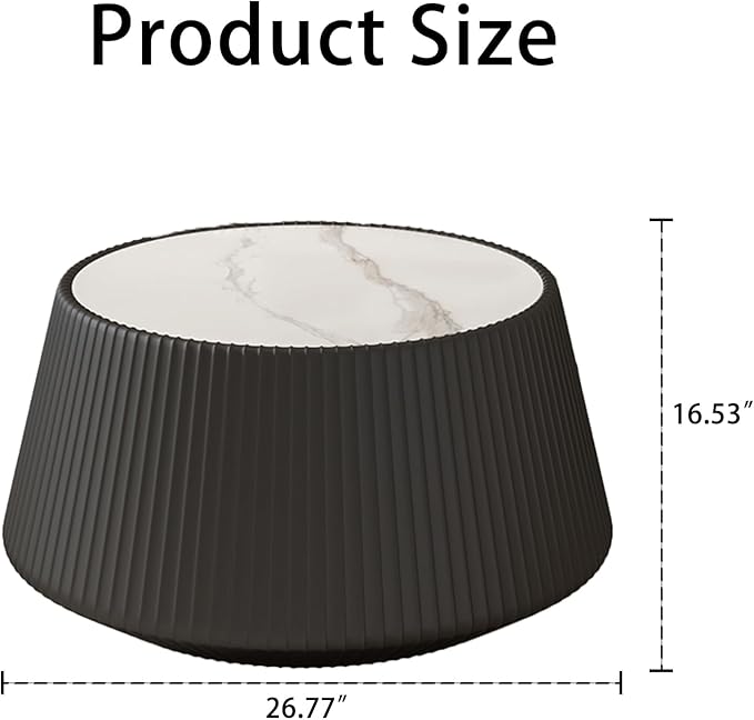 26.77" Marble Coffee Table, Modern Cup Shaped Coffee Table