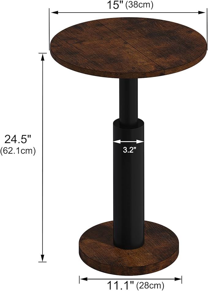 LAATOOREE Round Side Tables Set of 2, Pedestal Drink Table, Spacious Top