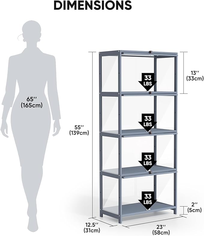 4-Tier Display Case Cabinet