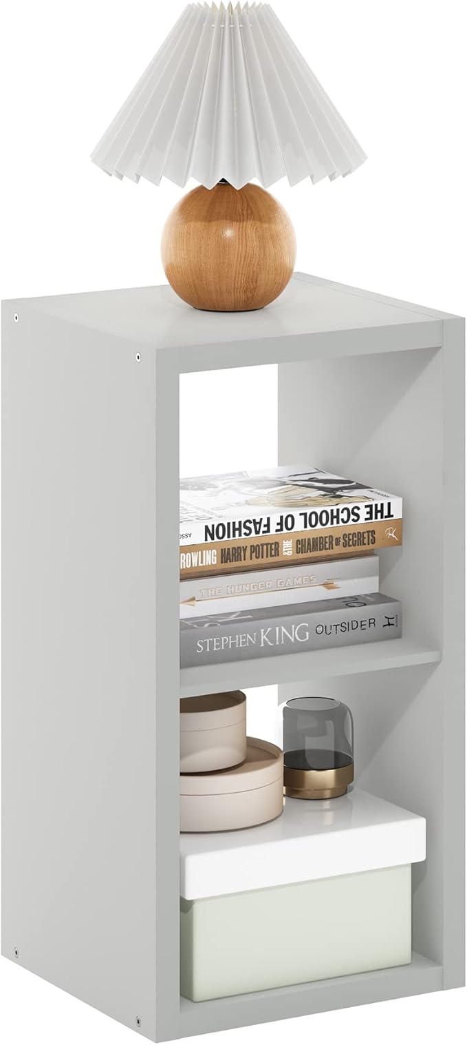 Furinno Cubicle Open Back Decorative Cube Storage Organizer, Light Grey