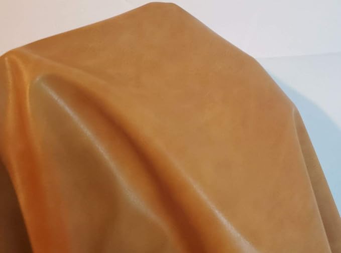 Caramel Light Tan Soft Faux Vegan PU Leather Sheet Fabric by The Yard Synthetic