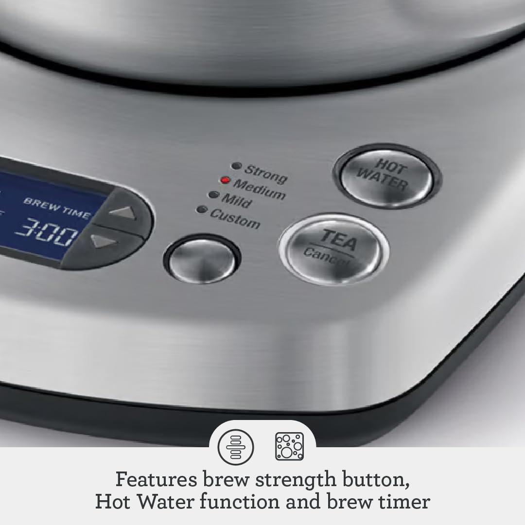 Breville BTM800XL Tea Maker Infuser and Water Kettle, 51 oz, Brushed Stainless Steel and Glass