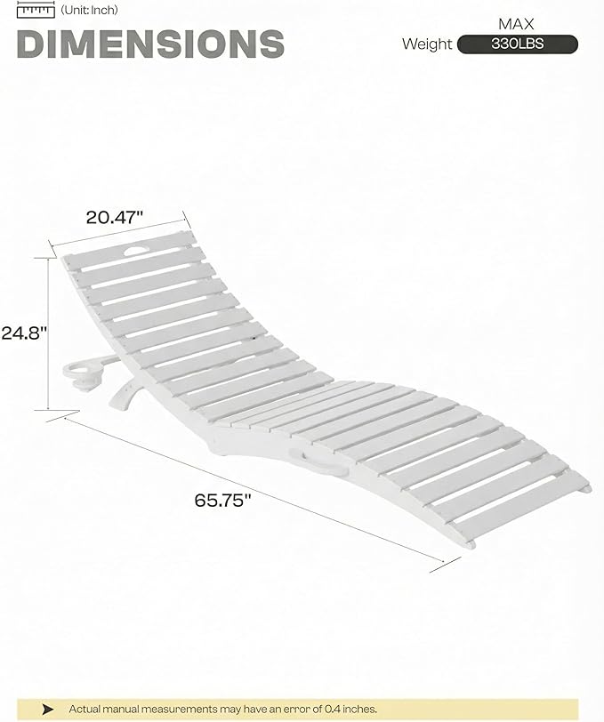 Folding HDPE Pool Lounge Chairs Set of 6, Pre-Assembled Outdoor Chaise Lounge