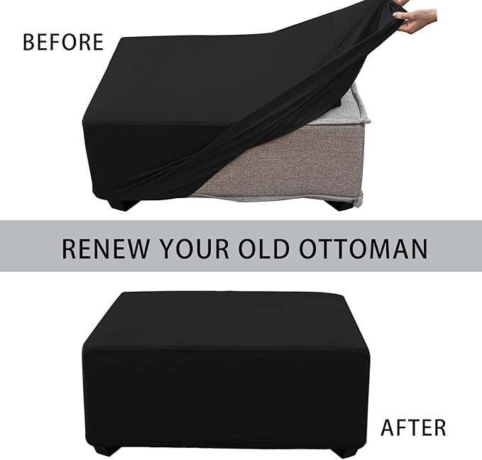 Super Stretch 40x40x15 inch Square Ottoman Cover- Soft Form Fit Ottoman Cover