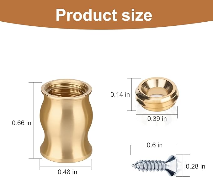 Brass Cutting Board Feet, Including Stainless Steel Screws, Silicone Nonslip