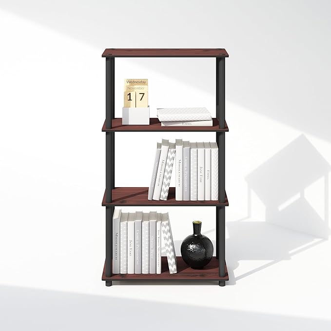 Furinno Turn-N-Tube Book Shelf, 4-Tier Bookshelf, Bookcase