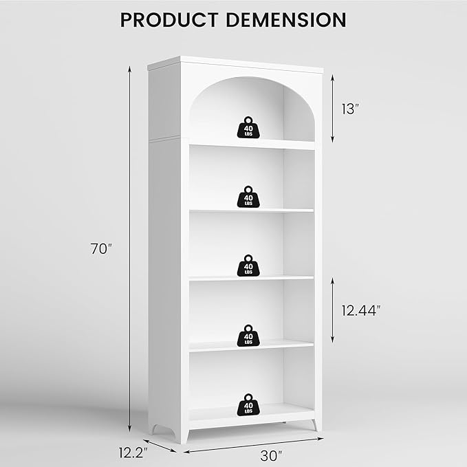Dystler 5-Tier Arched Bookshelf