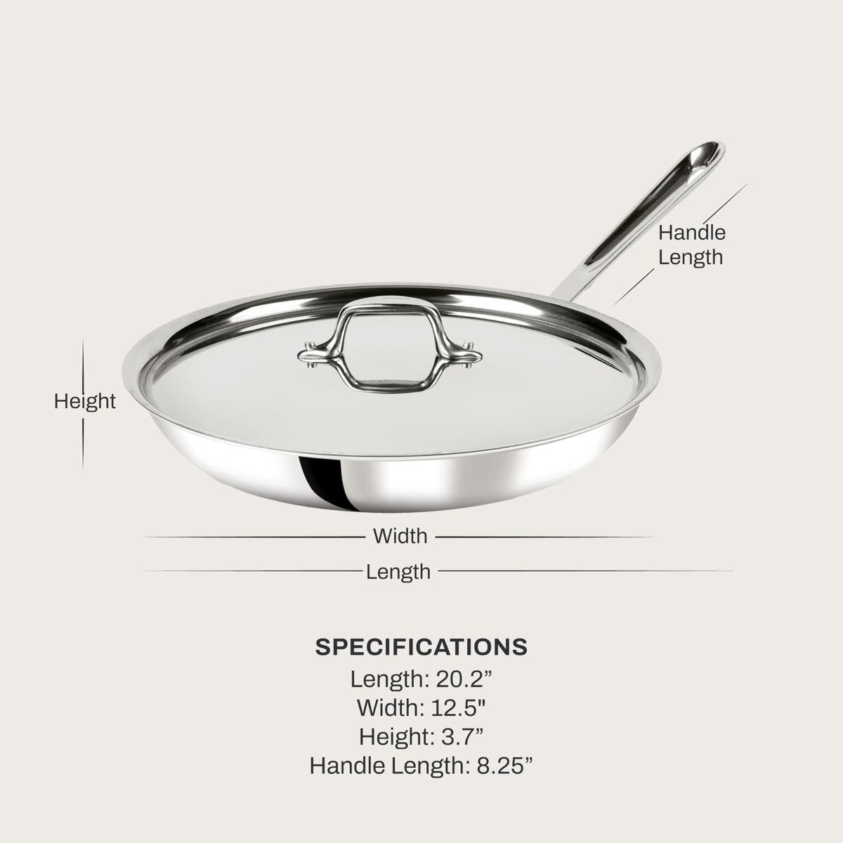 All-Clad D3® Stainless Steel 12 inch Frying Pan With Lid- Made in the USA- The Original Bonded Professional Cookware- Oven Safe & Induction Compatible