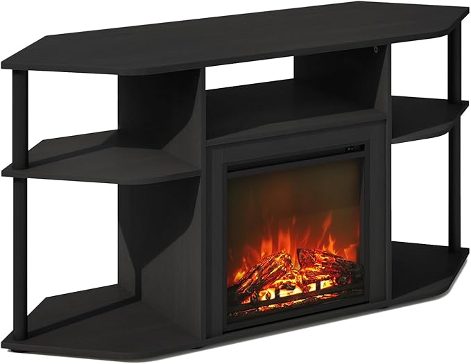 Furinno Jensen Fireplace TV Stand, NO Heat Decorative Electric Fireplace Corner