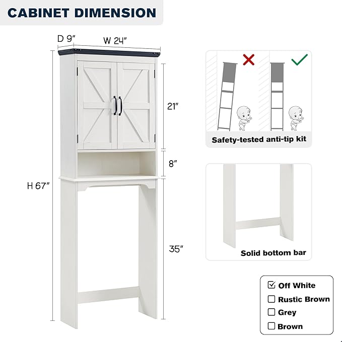 ACCOHOHO Over The Toilet Storage Cabinet, Farmhouse Bathroom Cabinet