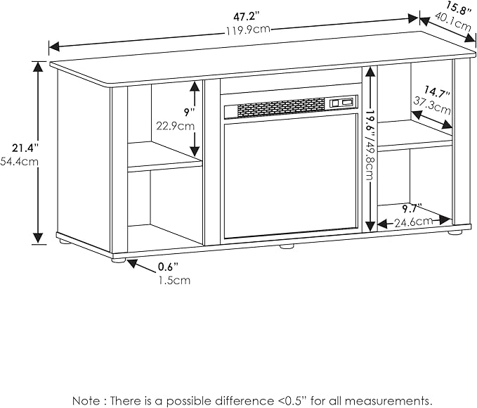 Furinno Jensen Fireplace Entertainment Center TV Stand