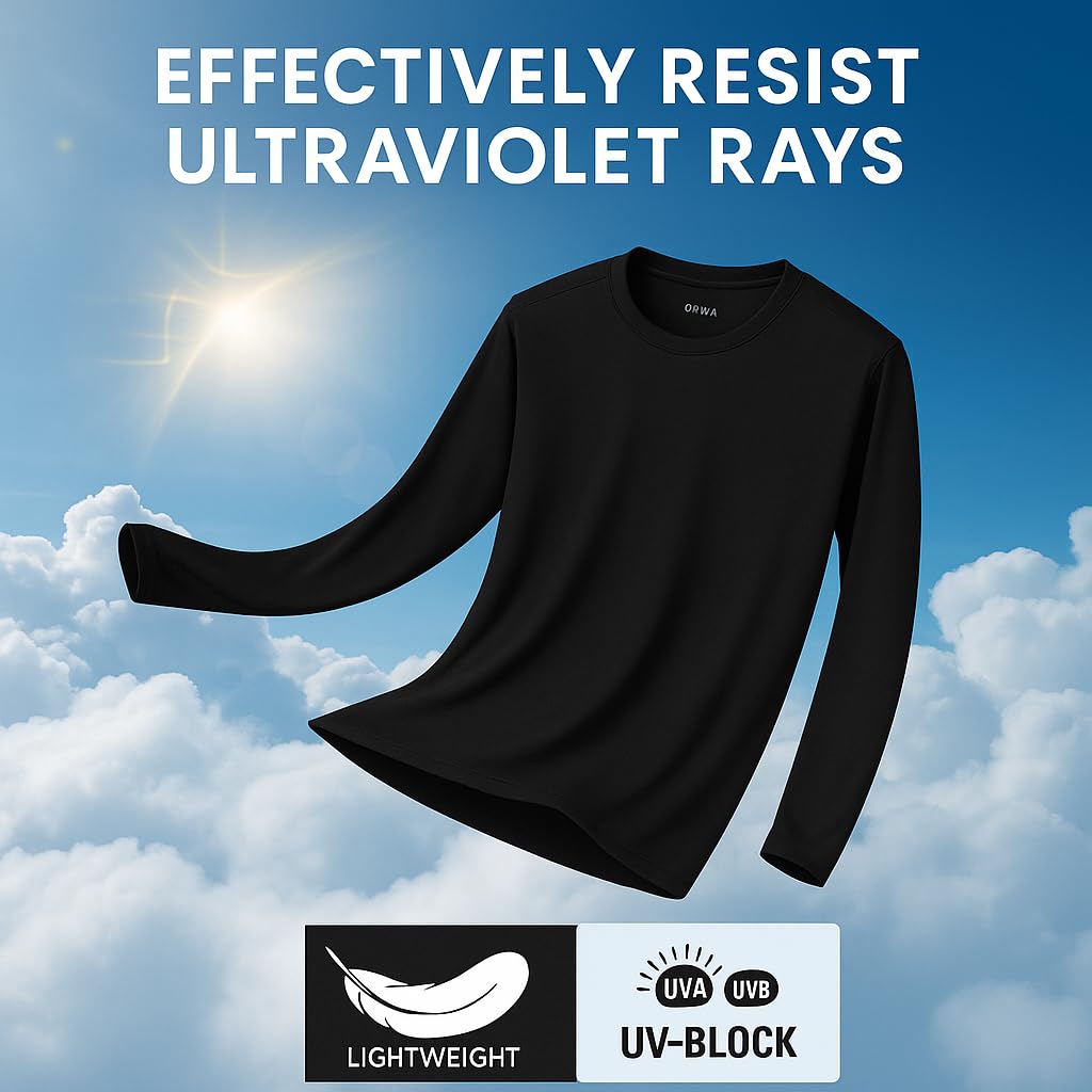 Opna Men's Long Sleeve Moisture Wicking Athletic Shirts Black-L