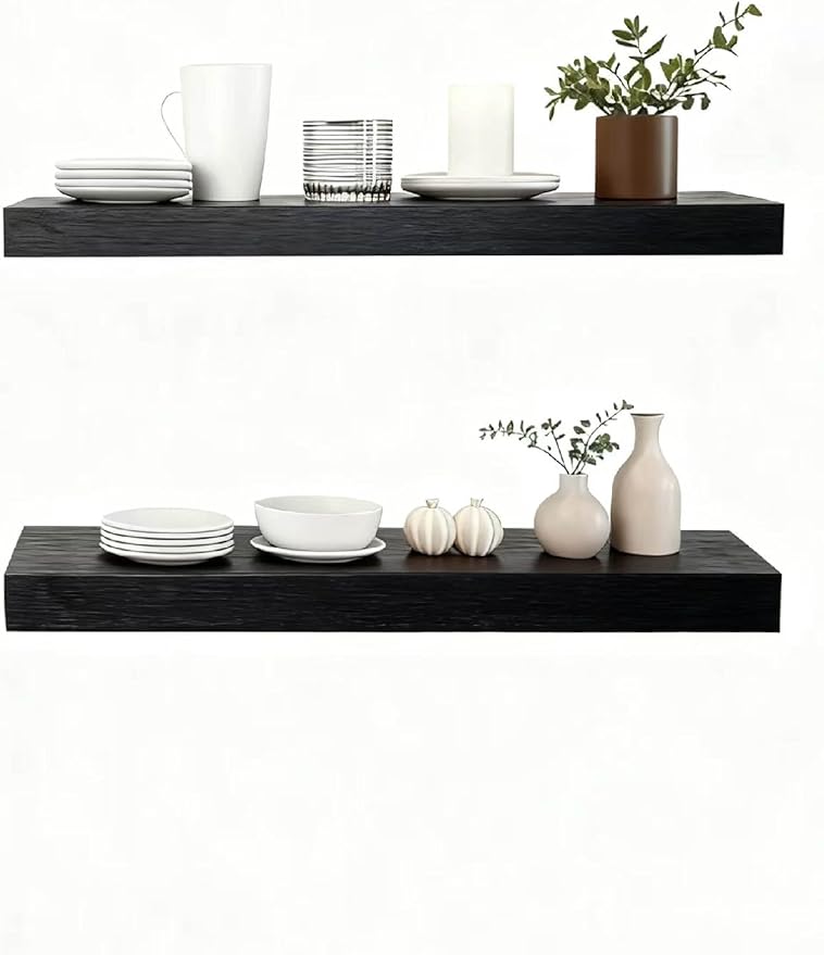 Solid Wood Floating Shelves, 23.6in Finished Real Wood Wall Shelves