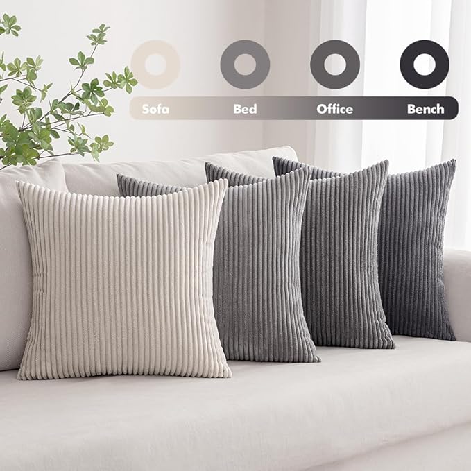MIULEE Pack of 4 Neutral Grey Gradient Decorative Throw Pillow Covers 20x20