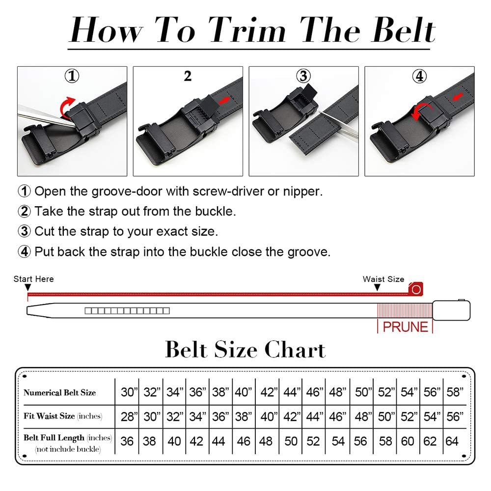 DOOPAI Men's Leather Ratchet Belts, Adjustable Belt in Beige with Sliding Length 28-36", Metal Buckle Men's Belt Cut to fit in the Gift Box