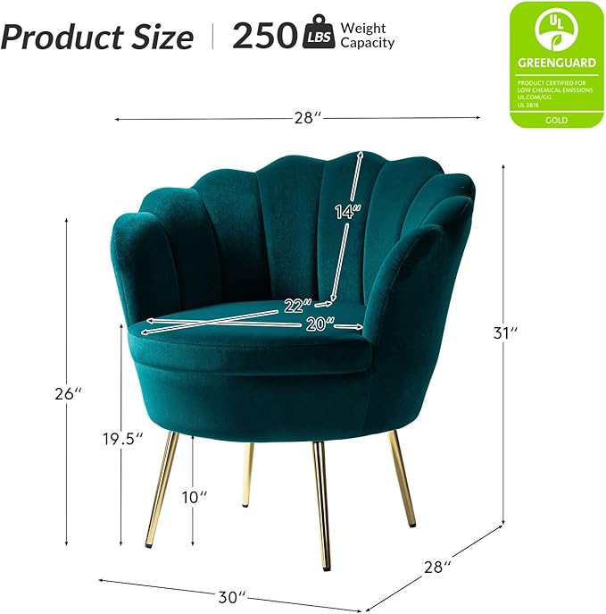 HULALA HOME Modern Velvet Accent Chair