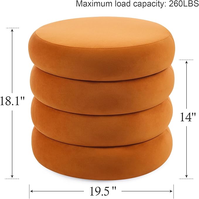 Flouki 19.5" Storage Ottoman Round, Vanity Stools