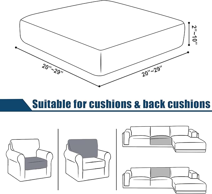 Water Repellent Single Seat Cushion Cover, Replacement Chair/Sofa Cushion