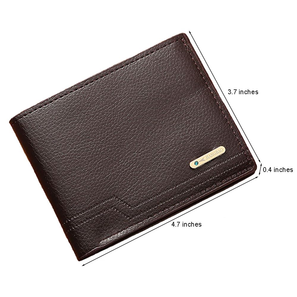 MUFANDUO Slim Wallet for Men with Coin Purse, Minimalist Wallet with Zipper, Bifold Mens Wallets with Credit Card Holder, PU Leather Men's Wallet with Money Clip, Carteras Para Hombres (Coffee L)