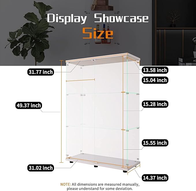 Beauty4U 2-Door Glass Display Cabinet, Collection Display, Quick Installation