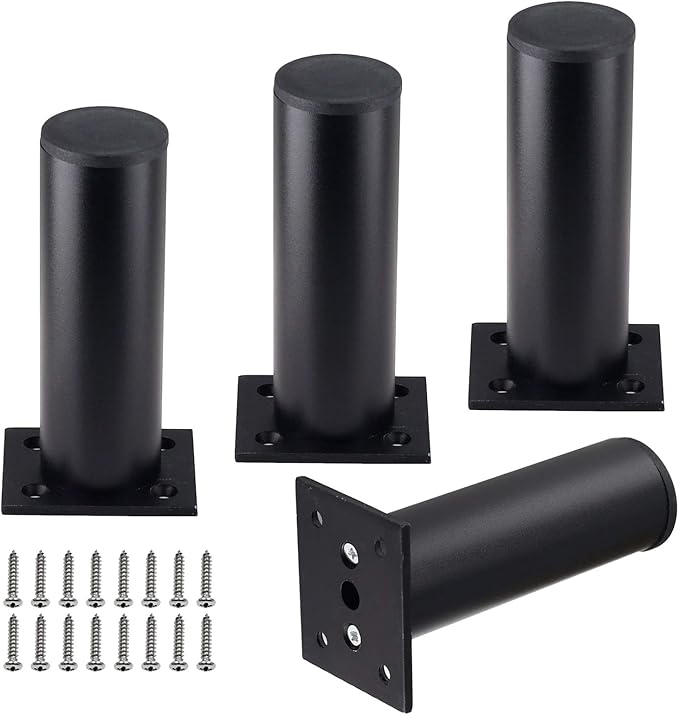 Set of 4 Furniture Legs 4.7 Inch, Adjustable Aluminum Alloy Cabinet Legs