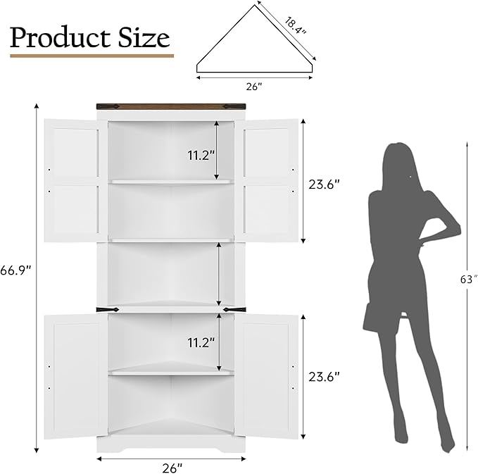 GarveeHome 67 in Tall Corner Storage Cabinet