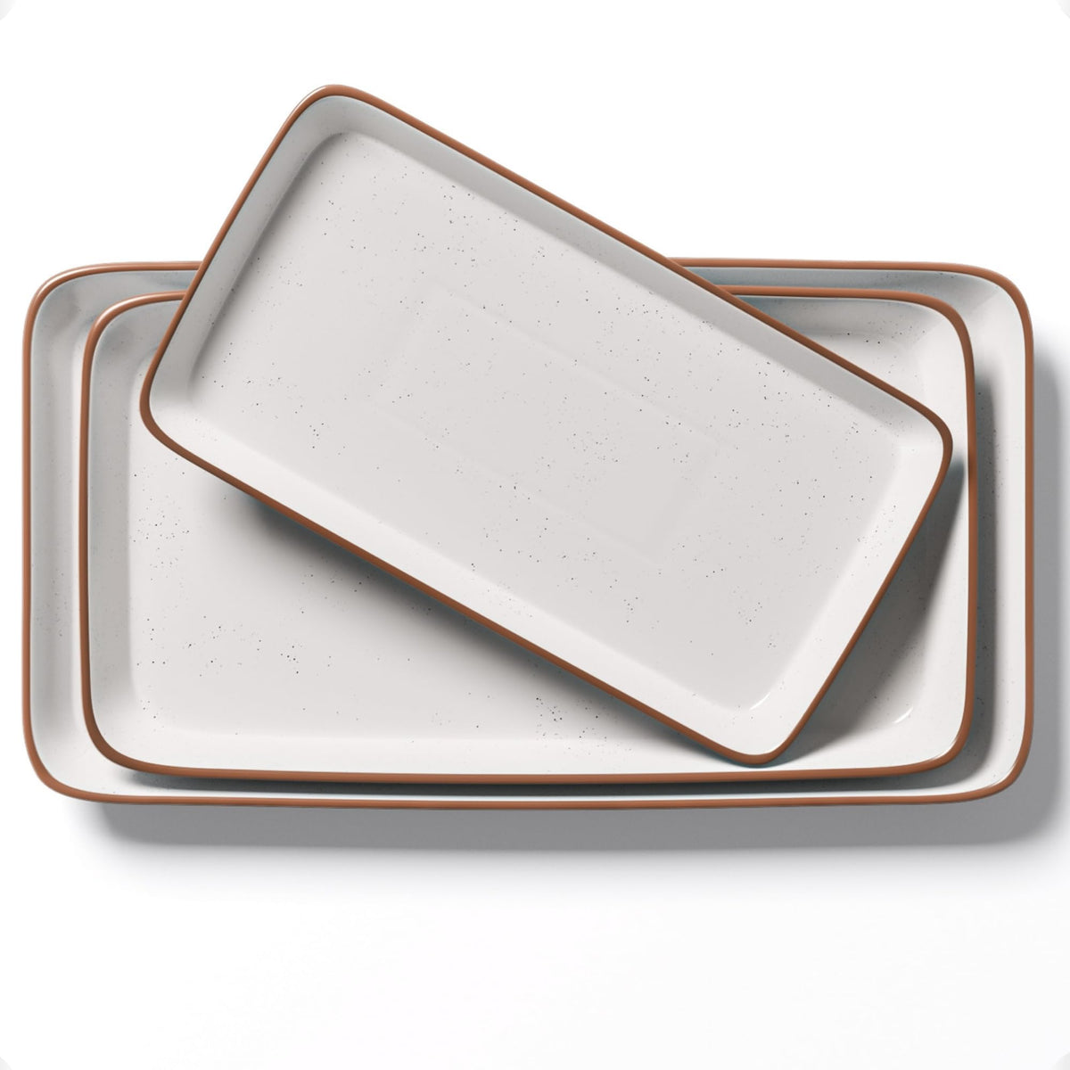 Ceramic Serving Platter Set of 3 - 16 / 14 / 12 Inches Oven Safe Serving Dishes for Entertaining - Platters and Trays - Porcelain Plates - Ceramic Grilling Platter - Rectangular Plates - Turkey Dishes