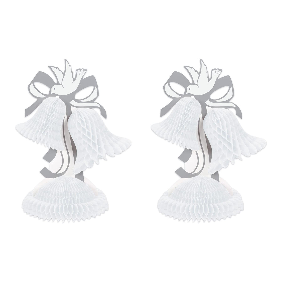Beistle 2 Piece Honeycomb Tissue Bell Centerpieces For Wedding Decorations, Bridal Shower Décor, Anniversary Party Supplies