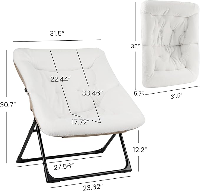 Comfy Saucer Chair for Adults, Soft Faux Fur Bedroom Chair, Accent Dorm Chairs