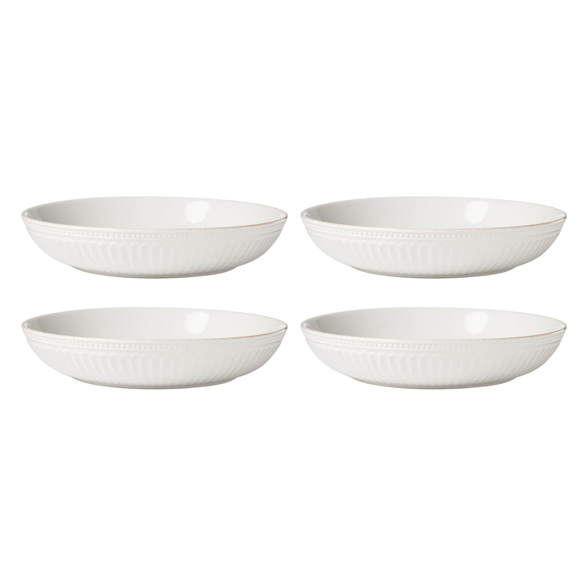 Lenox Dinnerware Sets, French Perle Groove White 24-Piece Dinnerware Set, Service For 8, Stoneware, Dishwasher Safe, Microwave Safe, Bowls, Plates And Bowls, Dinner Dishes, Plates (White, 24 Piece)