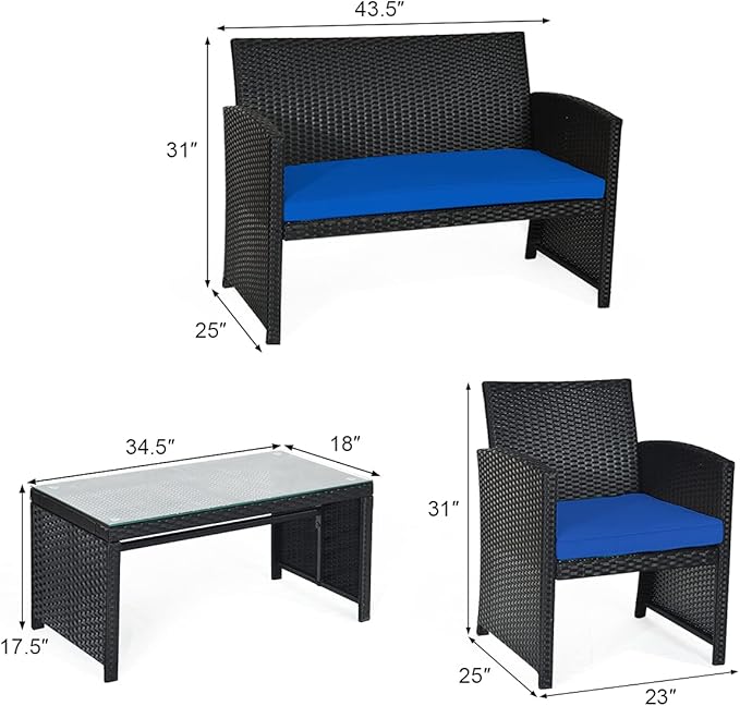 Tangkula 8 Pieces Patio Wicker Conversation Furniture Set, Patiojoy Sofa &