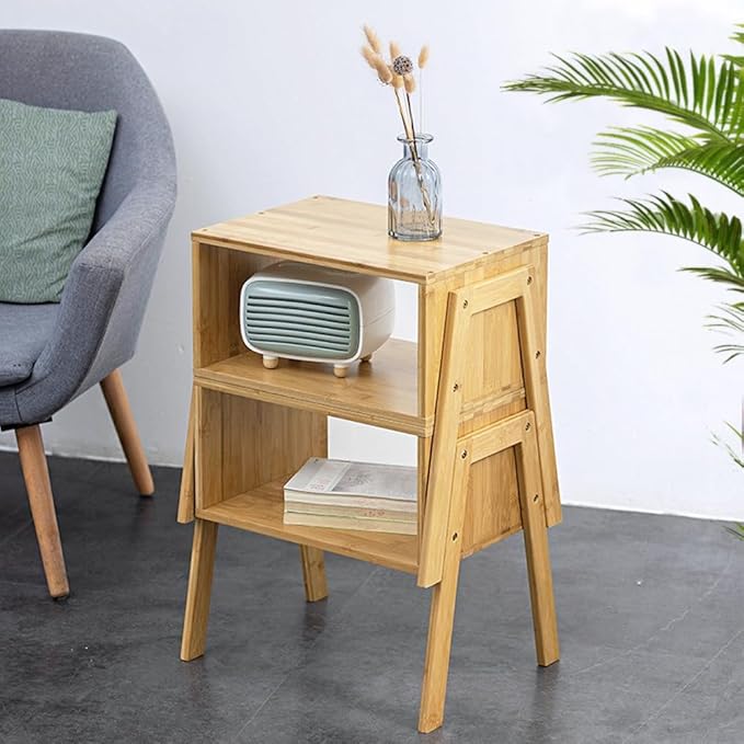 KKTONER Modern Bamboo Nightstands End Tables Bedroom