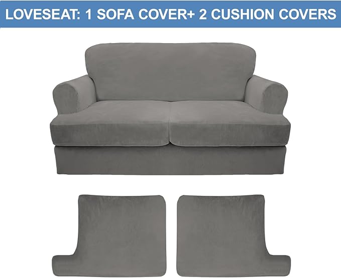 CUCRAF Cushion Sofa Cover 3 Piece Slipcovers, Soft Thick Velvet Couch Cover