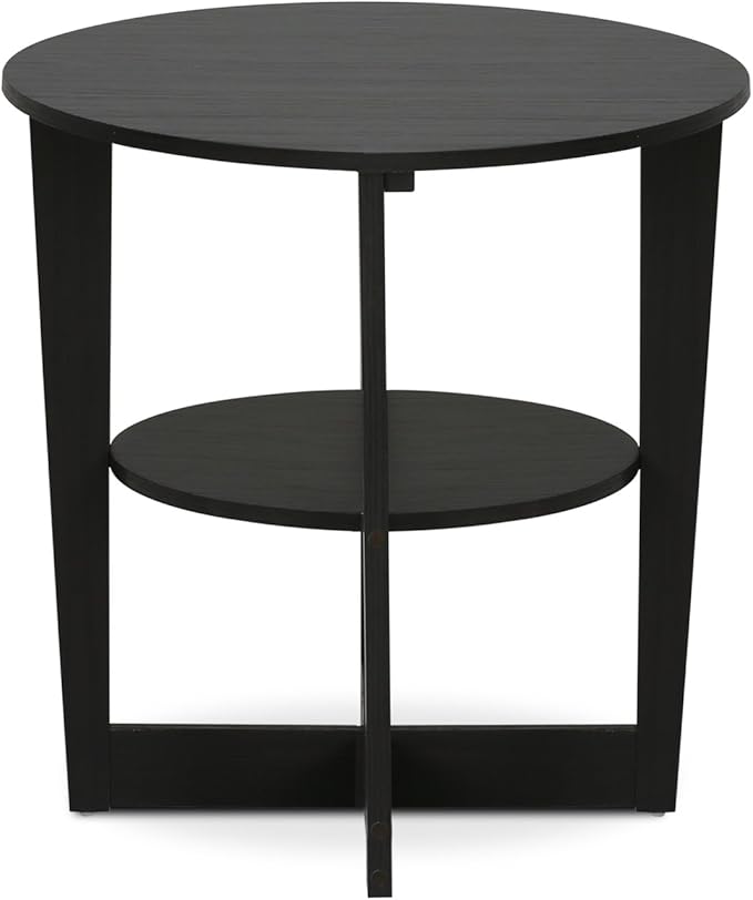 Furinno JAYA Side Table, 2-Tier Round Modern End Table