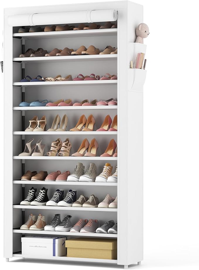 ROJASOP Shoe Rack with Covers 10 Tier Large Shoe Organizer Tall Shoe Closet