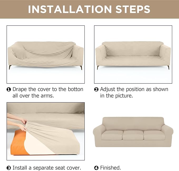 HunnmingRe Sofa Covers for 3 Cushion Couch Stretch Sofa and Loveseat Covers Set