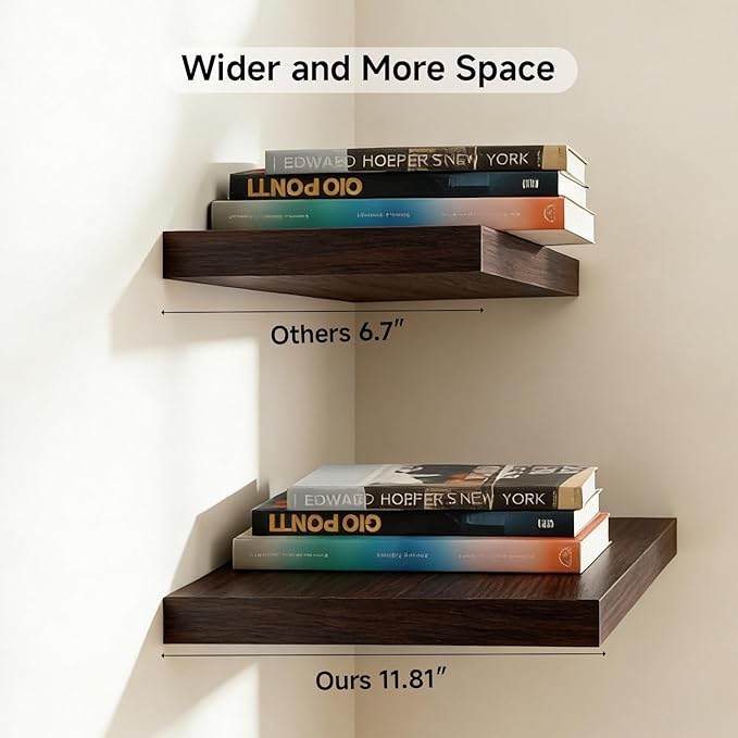 17.5in Floating Shelves for Wall, Wall Mounted Shelves for Decor Storage Set of