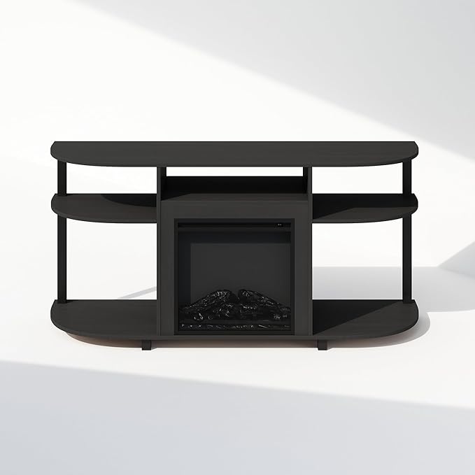 Furinno Jensen Fireplace TV Stand, NO Heat Decorative Electric Fireplace TV
