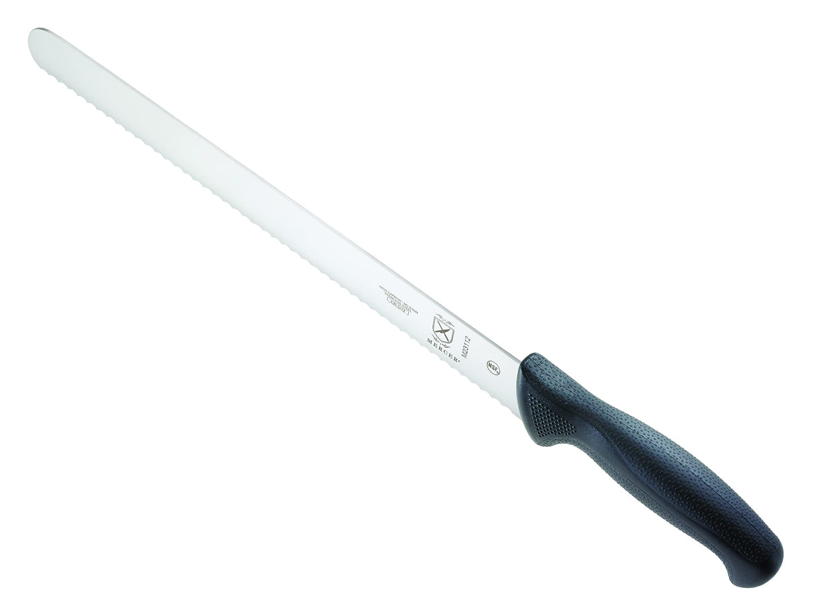 Mercer Culinary M23112 Millennia Black Handle, 12-Inch Wavy Edge, Slicer