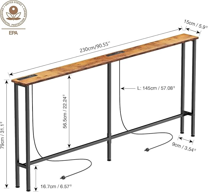 Keelian 90" Narrow Sofa Table