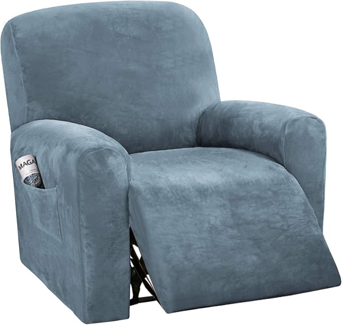 H.VERSAILTEX Velvet Stretch Recliner Couch Covers 4-Pieces Style Recliner Chair