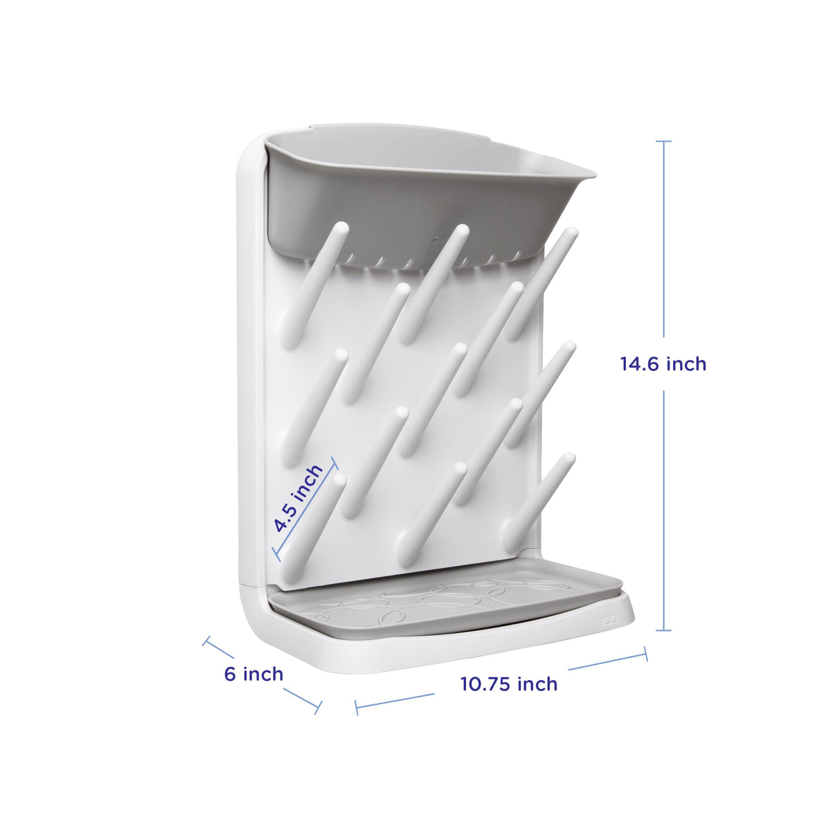 Ubbi Vertical Baby Bottle Drying Rack, Space Saving Countertop Drying Rack Baby Organizer, Gray