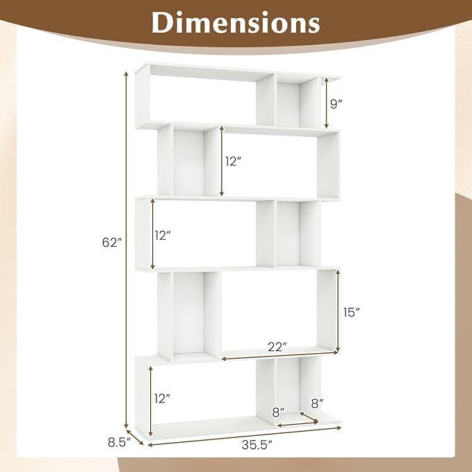 Giantex 5-Tier Bookshelves Set of 2, 10-Cube Geometric Bookcase