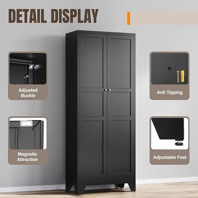 Yizosh Metal Pantry Cabinet, Cupboard