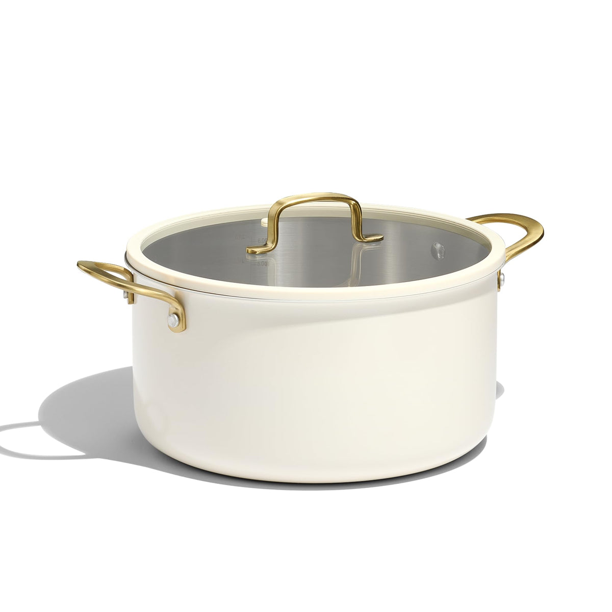 CAROTE 8QT Full Clad Tri Ply Stainless Steel Stock Pot with Lid, Kitchen Stockpot Soup Pot, Outer Ceramic Layer, Even Heating, All Stoves Compatible, Oven & Dishwasher Safe, Stay Cool Handle, White