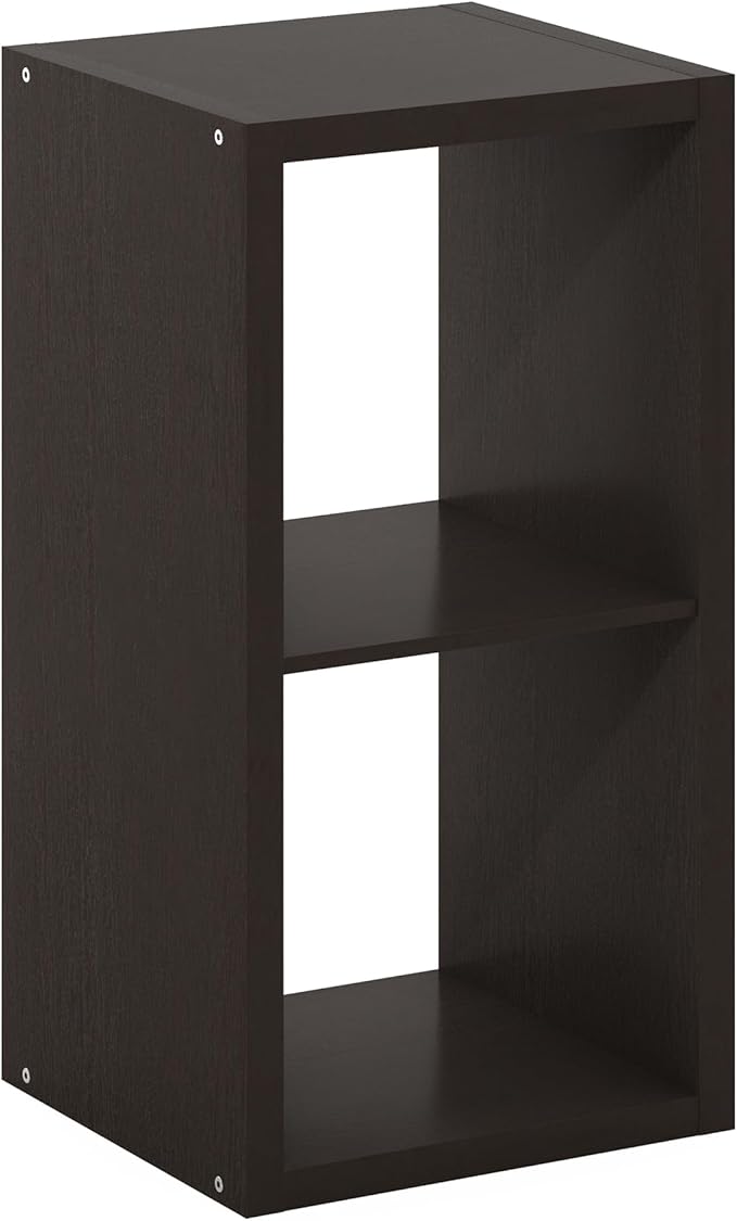 Furinno CUBICLE Book Shelf, 2-Cube Bookshelf, Extra Thick Frame Horizontally &